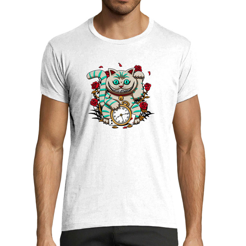 T-shirt homme fit blanc Lucky Alice Cat (Le Duc,Animaux,Chats)