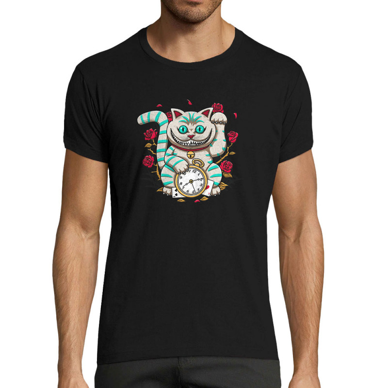 T-shirt homme fit noir Lucky Alice Cat (Le Duc,Animaux,Chats)