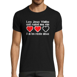 T-shirt homme fit noir Les jeux vidéo ont ruiné ma vie (Humour,Jeux Vidéo / Geek)