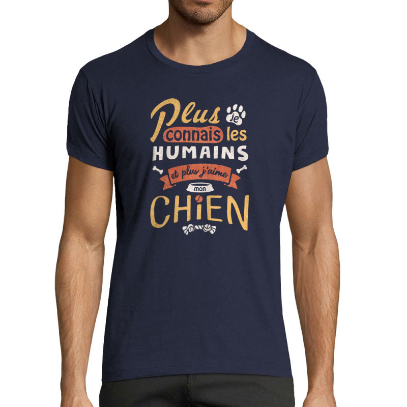 T-shirt homme fit bleu marine Mon chien (Le Duc,Animaux,Slogans Débiles)