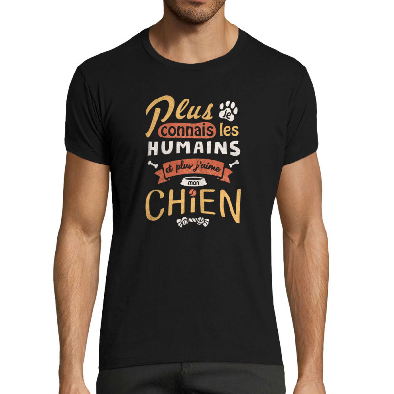 T-shirt homme fit noir Mon chien (Le Duc,Animaux,Slogans Débiles)