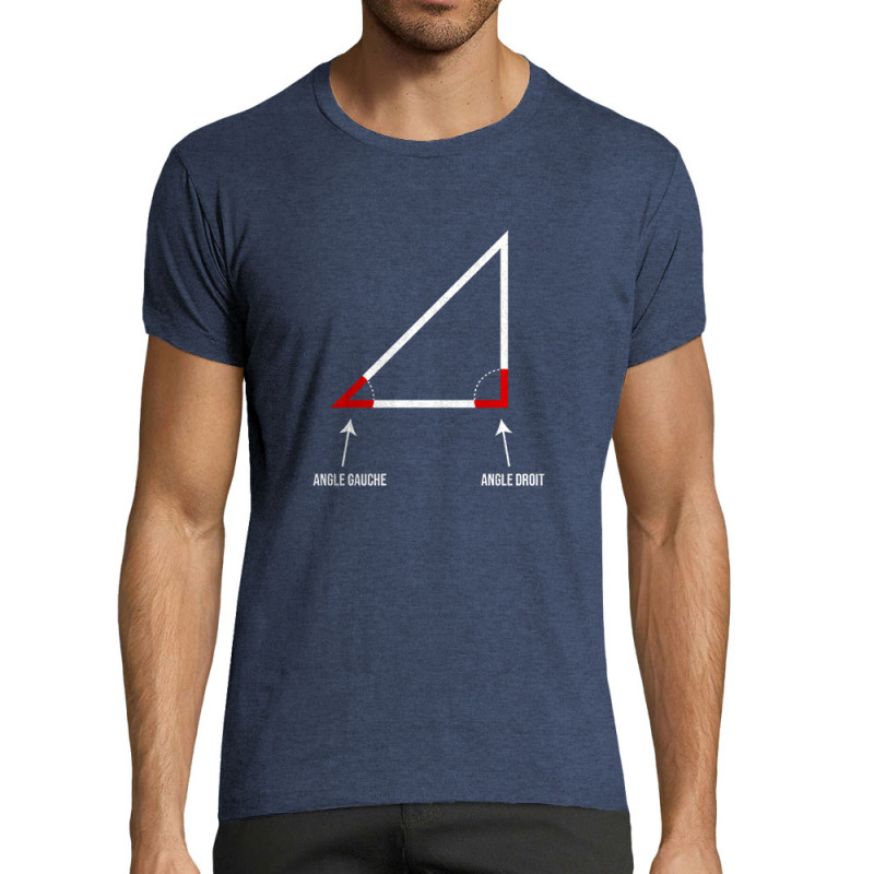 T-shirt homme fit bleu denim chiné Angle droit (Gondrax,Humour,Devoirs de vacances)