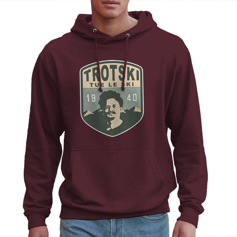 Sweat homme à capuche bordeaux Trotski tue le ski (Andy,Humour)