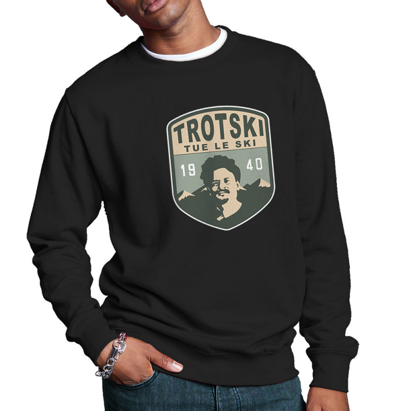 Sweat homme col rond noir Trotski tue le ski (Andy,Humour)