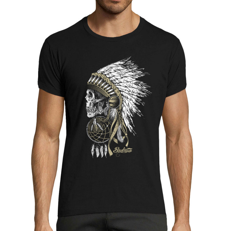 T-shirt homme fit noir Bad River - Chief Skull (Simon,Bad River,Ethnique)