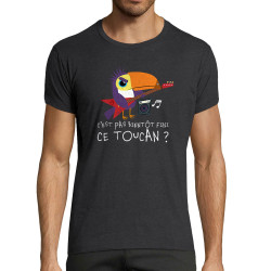 T-shirt homme fit gris anthracite chiné Fini ce toucan (Andy,Animaux,Humour)