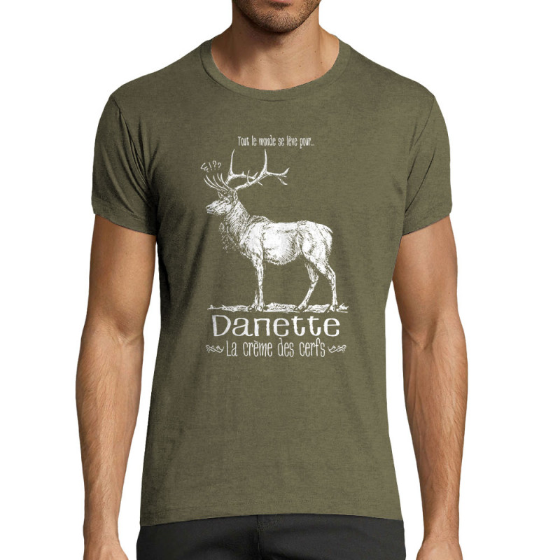 T-shirt homme fit kaki chiné La crème des cerfs (Gondrax,Les Bébêtes,Animaux)