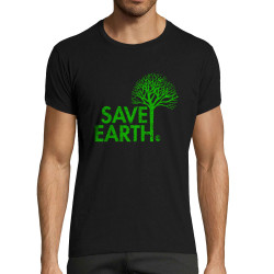 T-shirt homme fit noir Save Earth (Ecologie)