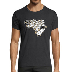 T-shirt homme fit gris anthracite chiné Moutons (Gondrax,Humour,Slogans engagés,Animaux)