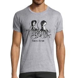 T-shirt homme fit gris chiné Poulpes Fiction (Gondrax,Les Bébêtes,Animaux,Films/Séries)