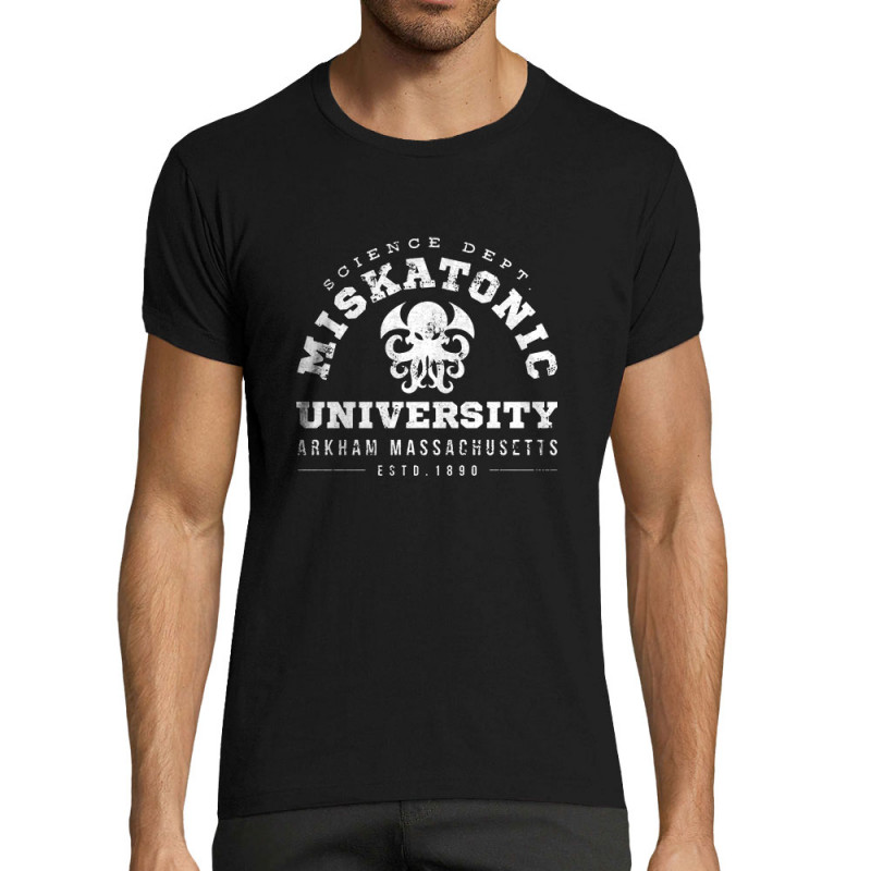 T-shirt homme fit noir Miskatonic University (Alex Kidd,Films/Séries)
