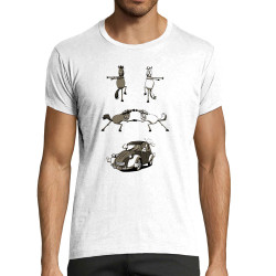 T-shirt homme fit blanc 2cv Fusion (Mr Mouton,Animaux,Humour)