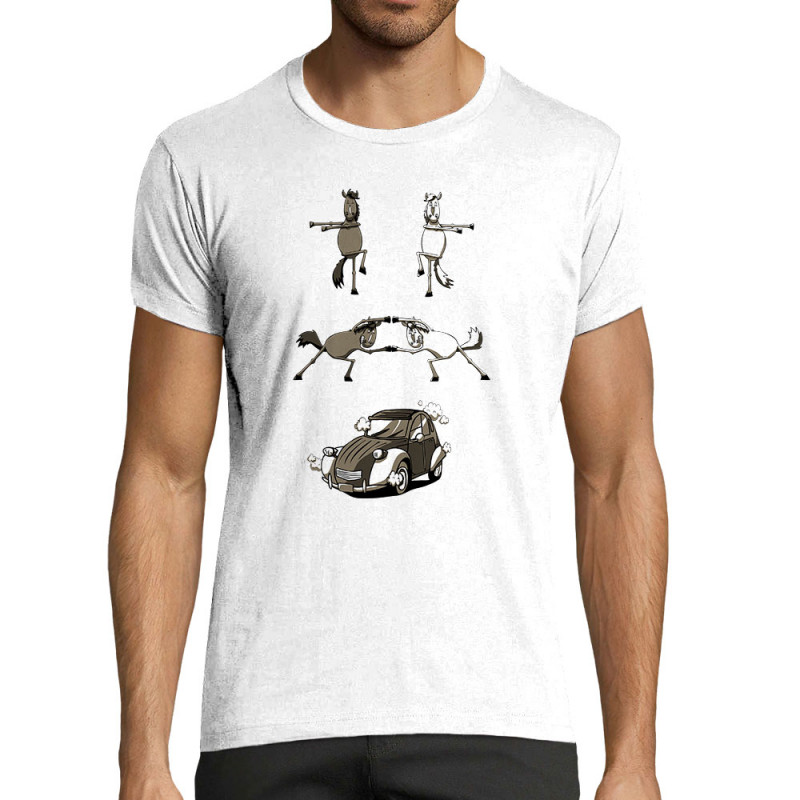 T-shirt homme fit blanc 2cv Fusion (Mr Mouton,Animaux,Humour)