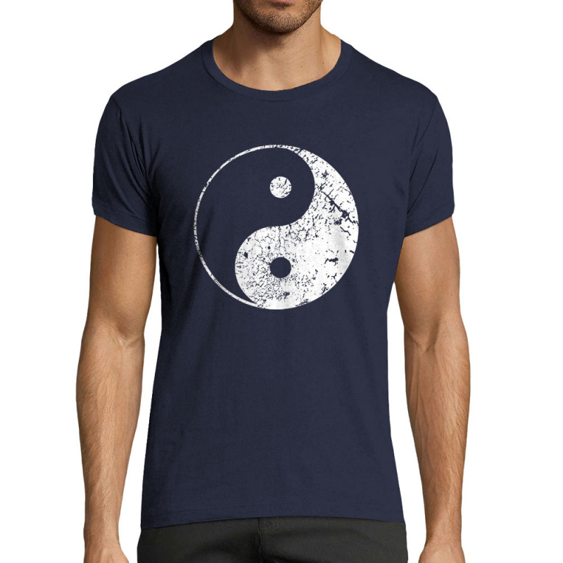 T-shirt homme fit bleu marine Ying Yang (Ethnique)