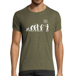 T-shirt homme fit kaki chiné Arrêtez de me suivre (Gondrax,Humour,Evolution)