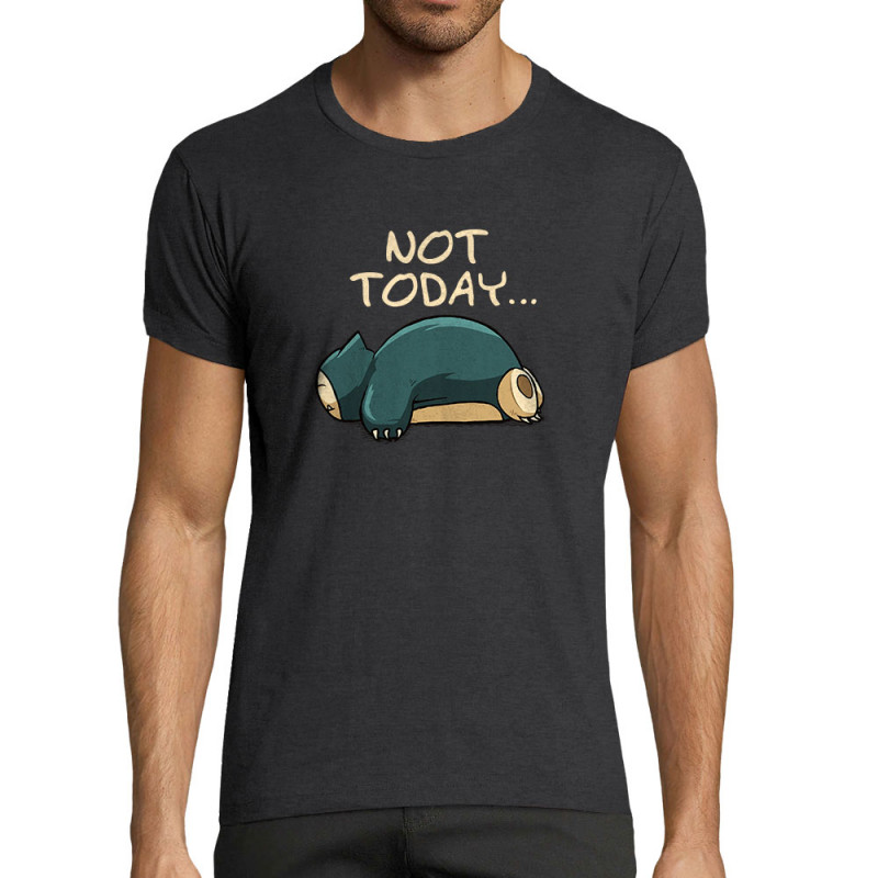 T-shirt homme fit gris anthracite chiné Not Today (Le Duc,Animaux,Humour,Chats,Manga Kawaï japan)