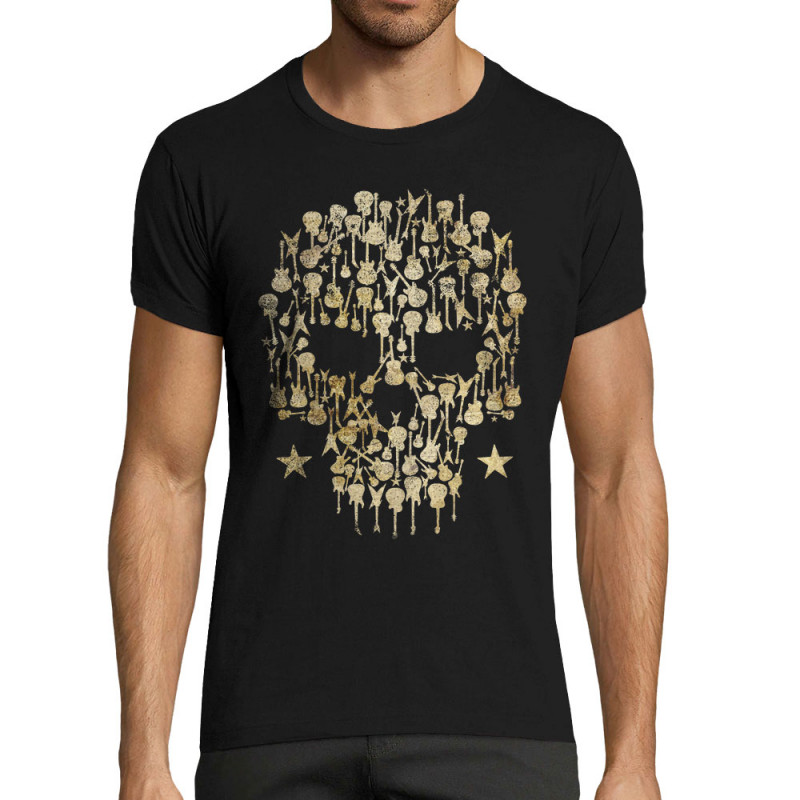 T-shirt homme fit noir Skull Guitar (Gondrax,Têtes de morts,Rock & Punk)