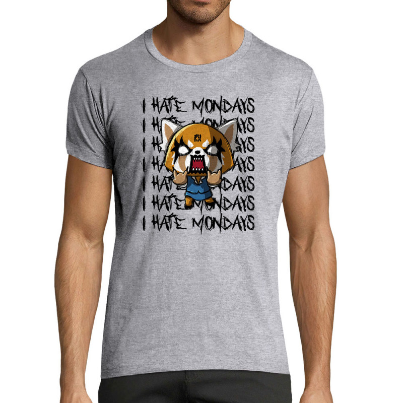T-shirt homme fit gris chiné Aggretsuko - Monday (Le Duc,Jeux Vidéo / Geek,Films/Séries,Manga Kawaï japan)