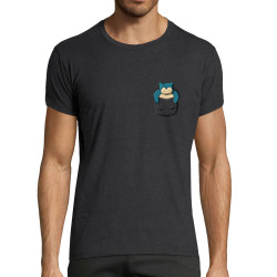 T-shirt homme fit gris anthracite chiné Ronflex Pocket (Le Duc,Jeux Vidéo / Geek,Manga Kawaï japan)