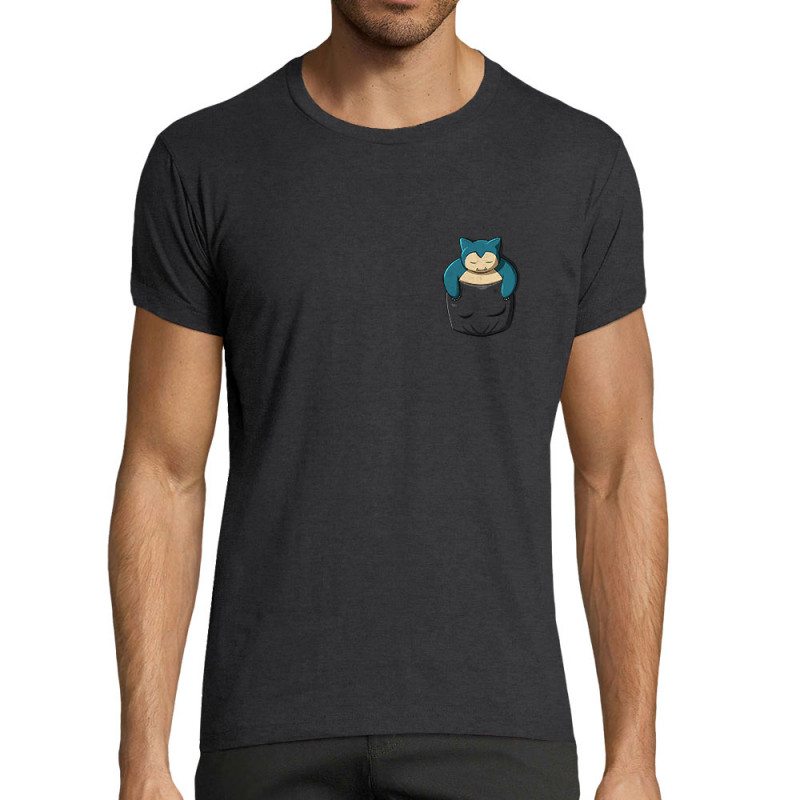 T-shirt homme fit gris anthracite chiné Ronflex Pocket (Le Duc,Jeux Vidéo / Geek,Manga Kawaï japan)