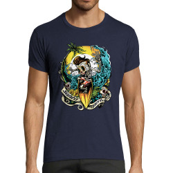 T-shirt homme fit bleu marine Santa Muerte - Surfin Skull (Santa Muerte,Têtes de morts,Skate)