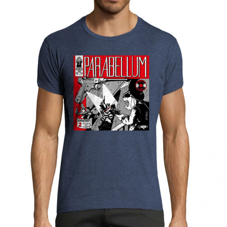 T-shirt homme fit bleu denim chiné Parabellum Gratuit (Parabellum)
