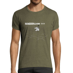 T-shirt homme fit kaki chiné Rebêêêêêllion (Mr Mouton,Animaux,Humour)