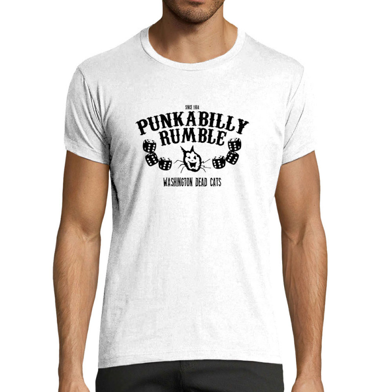 T-shirt homme fit blanc Washington Dead Cats - Punkabilly Rumble (Washington Dead Cats)