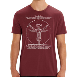 T-shirt homme coton bio bordeaux Tractus Bouchonus Vitruve (Gondrax,Alcool,Musée,Homme de Vitruve)
