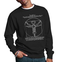 Sweat homme col rond noir Tractus Bouchonus Vitruve (Gondrax,Alcool,Musée,Homme de Vitruve)
