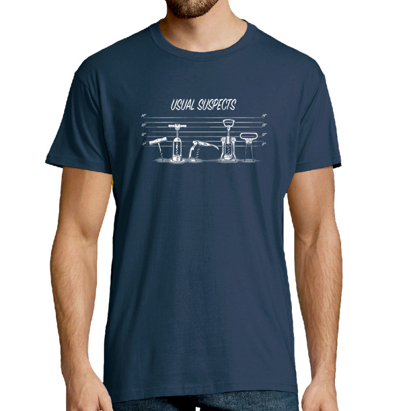 Tee-shirt homme bleu denim Usual Tire-Bouchons (Gondrax,Alcool,Films/Séries,Détournements)