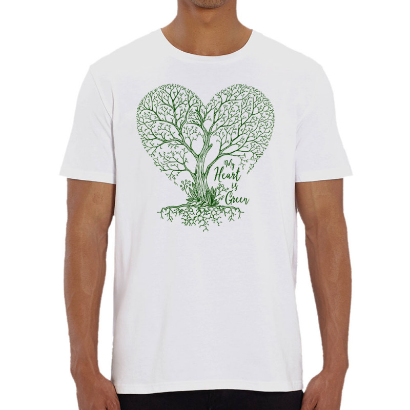 T-shirt homme coton bio blanc Green Heart (Gondrax,Ecologie)
