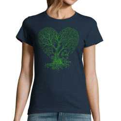 T-shirt femme bleu marine Green Heart (Gondrax,Ecologie)