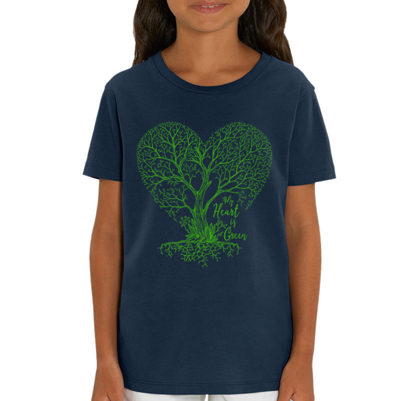 T-shirt enfant coton bio bleu marine Green Heart (Gondrax,Ecologie)