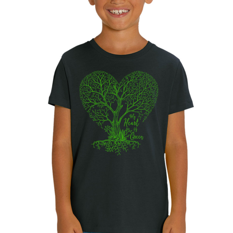 T-shirt enfant coton bio noir Green Heart (Gondrax,Ecologie)