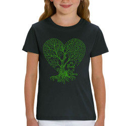 T-shirt enfant coton bio noir Green Heart (Gondrax,Ecologie)