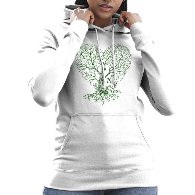 Sweat femme à capuche blanc Green Heart (Gondrax,Ecologie)
