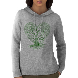 Sweat femme à capuche coton bio gris chiné Green Heart (Gondrax,Ecologie)