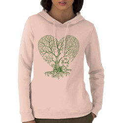 Sweat femme à capuche coton bio rose clair Green Heart (Gondrax,Ecologie)