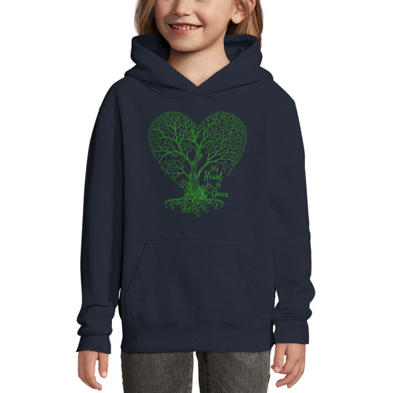 Sweat enfant à capuche bleu marine Green Heart (Gondrax,Ecologie)