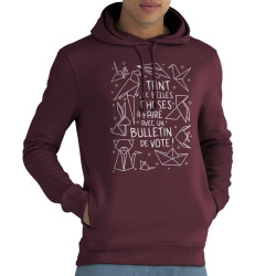 Sweat homme à capuche coton bio bordeaux Tant de belles choses (Gondrax,Humour,Slogans engagés,Elections)