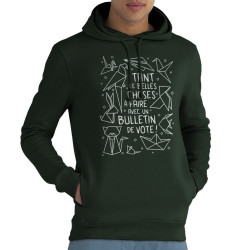 Sweat homme à capuche coton bio vert foncé Tant de belles choses (Gondrax,Humour,Slogans engagés,Elections)