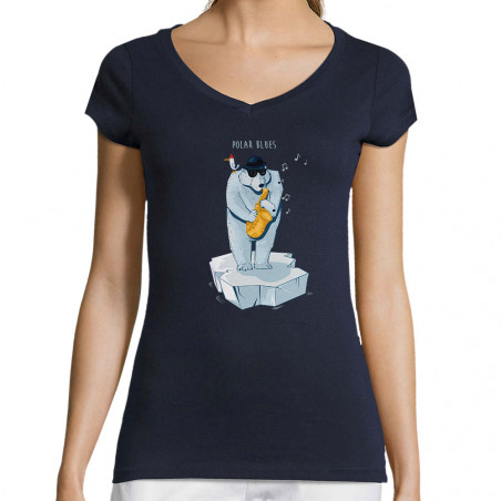 T-shirt femme col V "Polar...