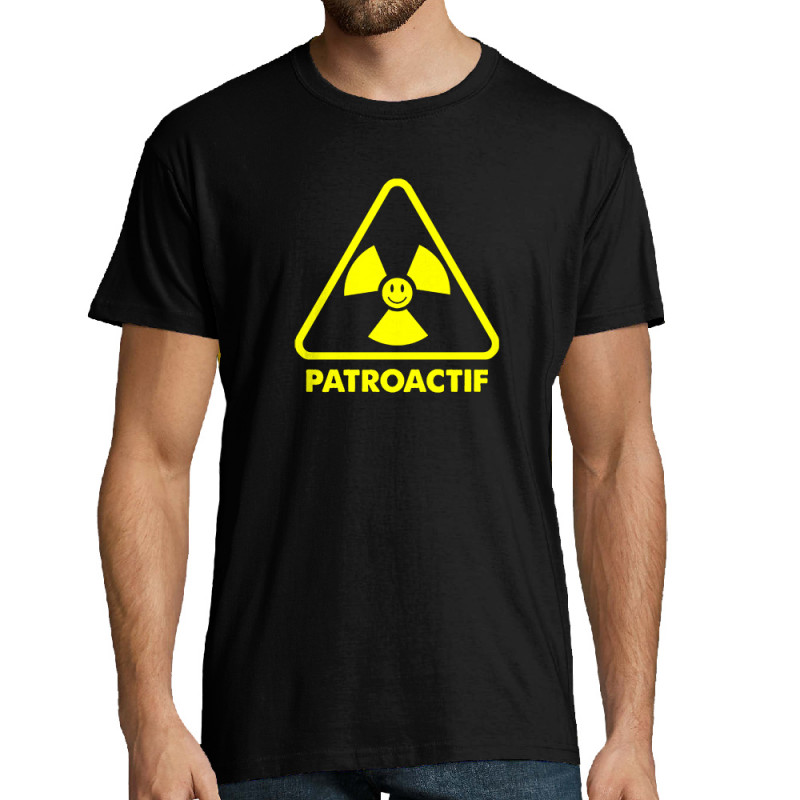 Tee-shirt homme noir Patroactif (Humour,Slogans Débiles,Paresse)