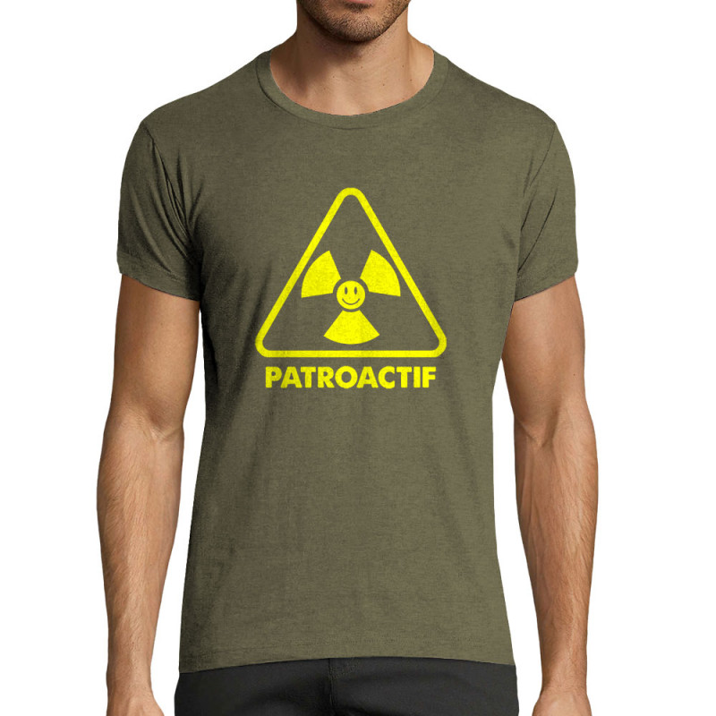T-shirt homme fit kaki chiné Patroactif (Humour,Slogans Débiles,Paresse)