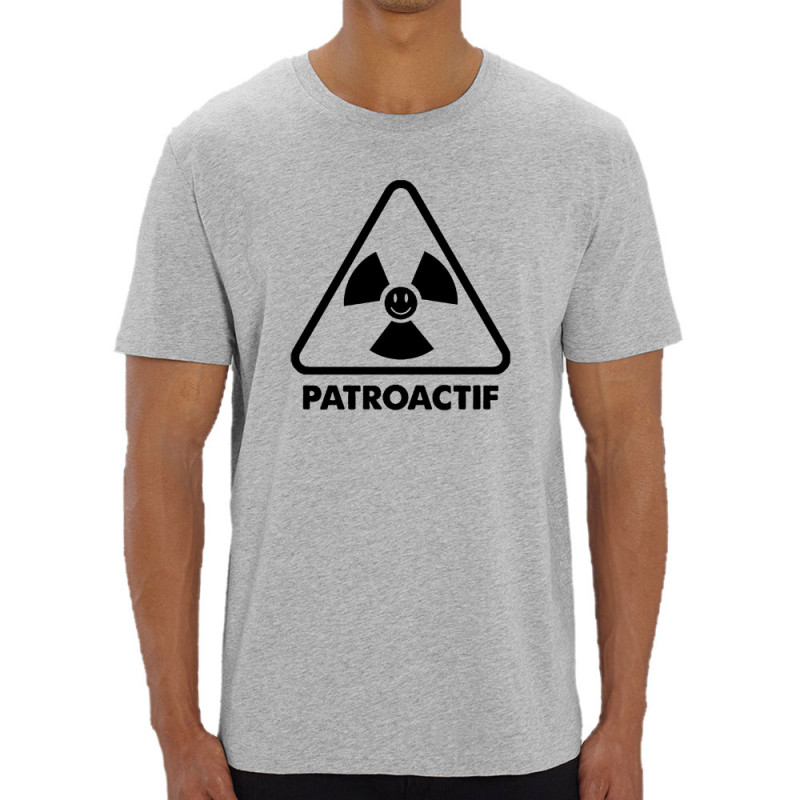 T-shirt homme coton bio gris chiné Patroactif (Humour,Slogans Débiles,Paresse)