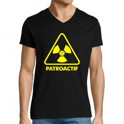 T-shirt homme col V noir Patroactif (Humour,Slogans Débiles,Paresse)