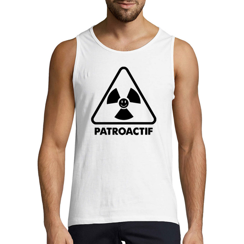 Débardeur homme blanc Patroactif (Humour,Slogans Débiles,Paresse)