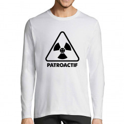 T-shirt homme manches longues blanc Patroactif (Humour,Slogans Débiles,Paresse)