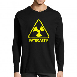 T-shirt homme manches longues noir Patroactif (Humour,Slogans Débiles,Paresse)